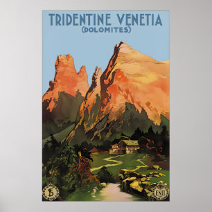 Reiseplakat Dolomiten Italien Trentino Vintage Poster
