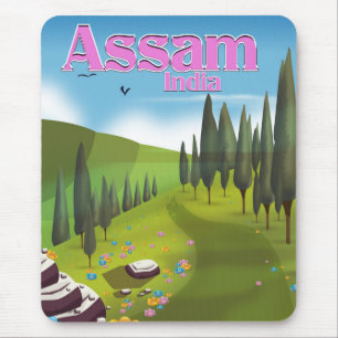 Reiseplakat-Druck Assam Indien. Mousepad