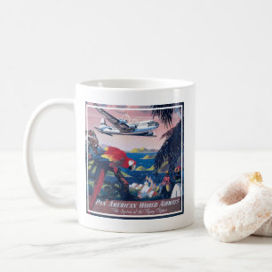 Reiseplakat eines Wasserflugzeugs, das über die Ka Kaffeetasse