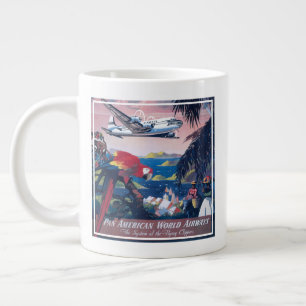 Reiseplakat eines Wasserflugzeugs über der Karibik Jumbo-Tasse
