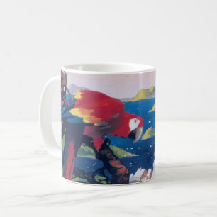 Reiseplakat eines Wasserflugzeugs über der Karibik Kaffeetasse