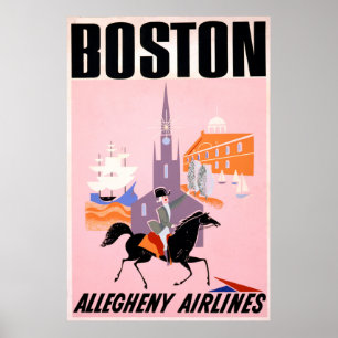 Reiseplakat für Allegheny Airlines nach Boston Poster