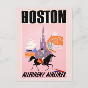 Reiseplakat für Allegheny Airlines nach Boston Postkarte