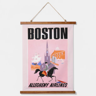 Reiseplakat für Allegheny Airlines nach Boston Wandteppich Mit Holzrahmen