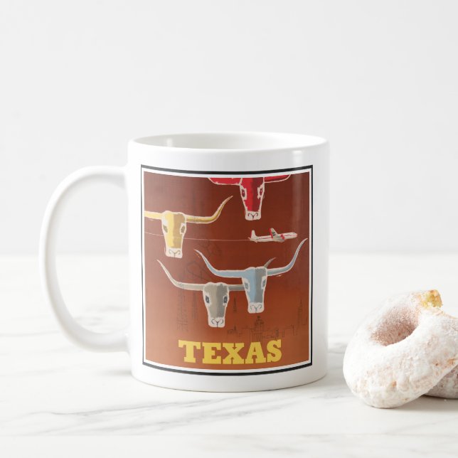 Reiseplakat für American Airlines nach Texas Kaffeetasse (Mit Donut)