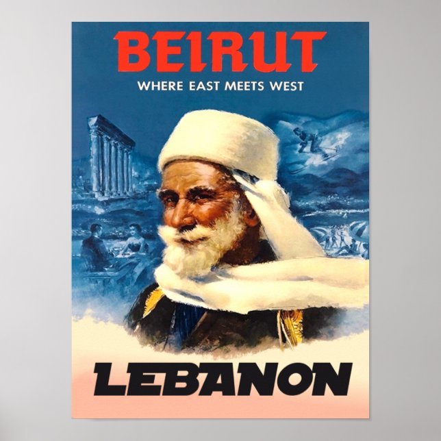 Reiseplakat für Beirut, Libanon Poster (Vorne)
