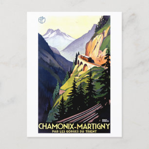 Reiseplakat für Chamonix und Martigny im Vintage-S Postkarte