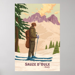 Reiseplakat für das Skigebiet Sauze d'Oulx Poster