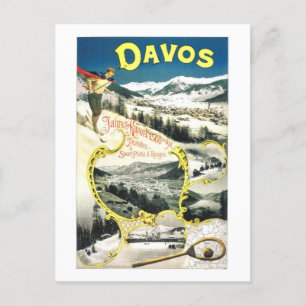 Reiseplakat für Davos, Schweiz, aus der Vergangenh Postkarte