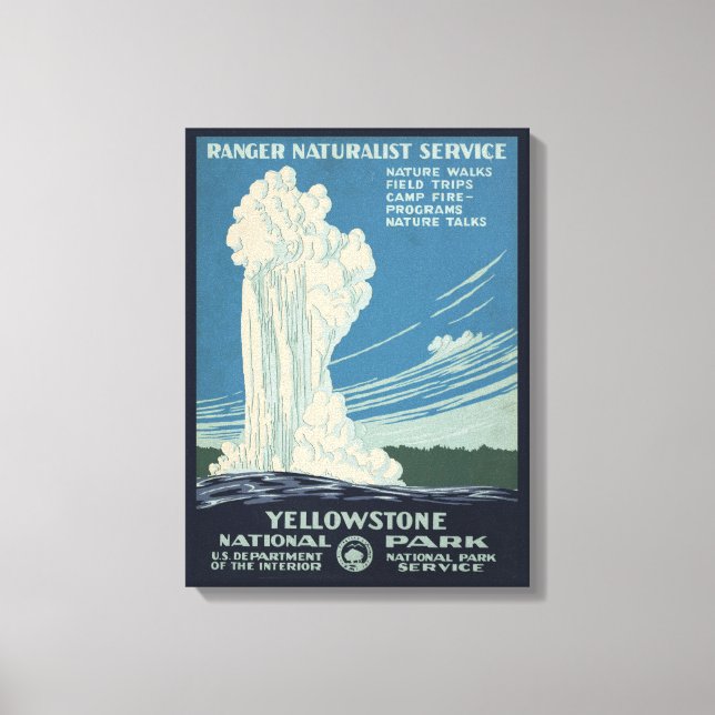 Reiseplakat für den Yellowstone Nationalpark Leinwanddruck (Vorderseite)