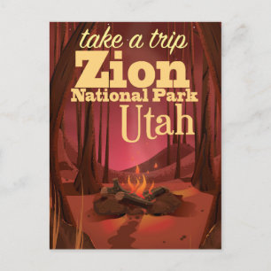Reiseplakat für den Zion National Park Postkarte