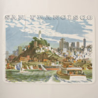 Reiseplakat für die Bucht von San Francisco mit Fä