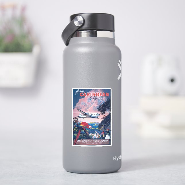 Reiseplakat für die Überfahrt über die Karibik Aufkleber (HydroFlask)