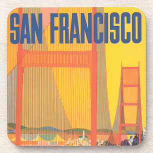 Reiseplakat für Flug Twa nach San Francisco Getränkeuntersetzer