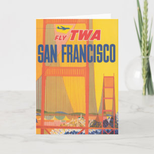 Reiseplakat für Flug TWA nach San Francisco Karte