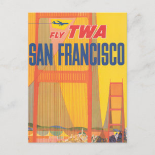 Reiseplakat für Flug Twa nach San Francisco Postkarte