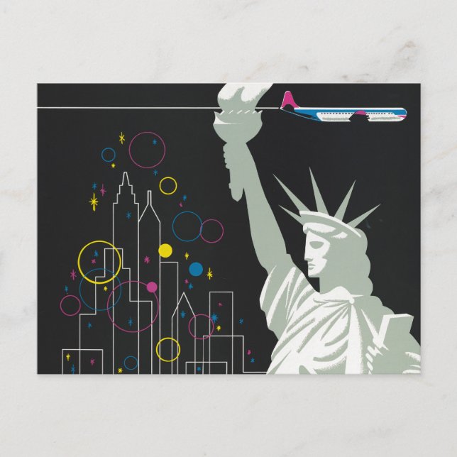 Reiseplakat für Flüge mit Northwest Airlines Postkarte (Vorderseite)