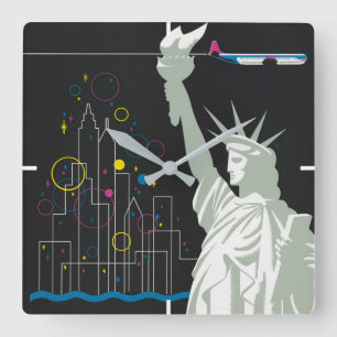 Reiseplakat für Flüge mit Northwest Airlines Quadratische Wanduhr