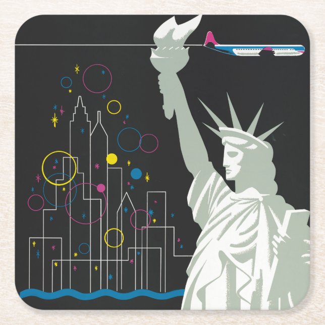 Reiseplakat für Flüge mit Northwest Airlines Rechteckiger Pappuntersetzer (Vorderseite)