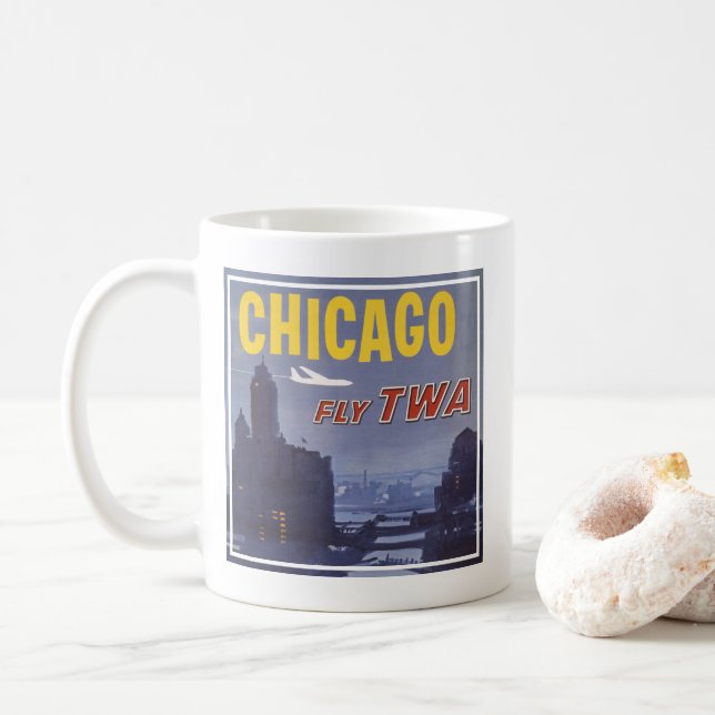 Reiseplakat für Flüge von Trans World Airlines Kaffeetasse (Mit Donut)