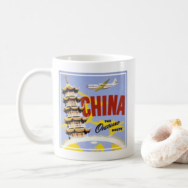 Reiseplakat für Fluggesellschaften aus Nordwesteur Kaffeetasse (Mit Donut)
