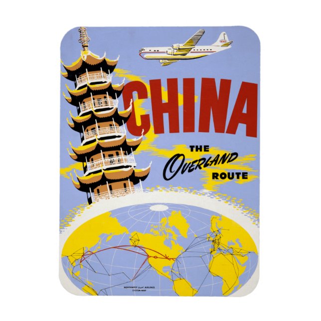 Reiseplakat für Fluggesellschaften aus Nordwesteur Magnet (Vertikal)