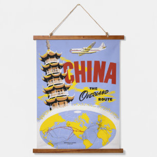 Reiseplakat für Fluggesellschaften aus Nordwesteur Wandteppich Mit Holzrahmen