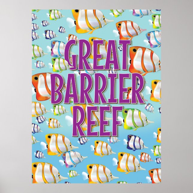 Reiseplakat für Great Barrier Reef Cartoon Poster (Vorne)