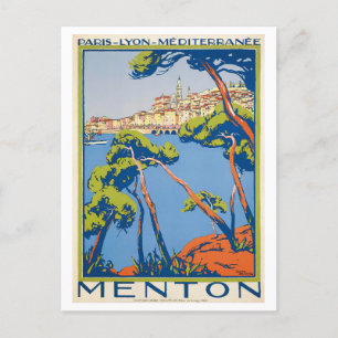 Reiseplakat für Menton, Frankreich, aus der Vergan Postkarte