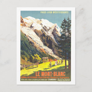 Reiseplakat für Mont Blanc in Frankreich im Vintag Postkarte