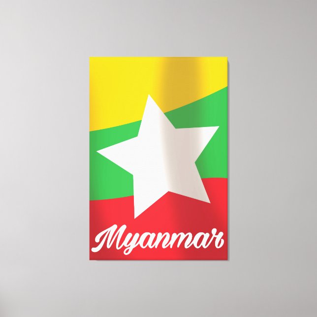Reiseplakat für Myanmar Flag Leinwanddruck (Vorderseite)