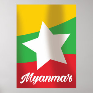 Reiseplakat für Myanmar Flag Poster