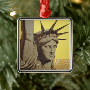 Reiseplakat für New York, United Air Lines Ornament Aus Metall