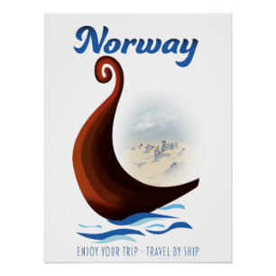 Reiseplakat für Norwegens Langboot Poster