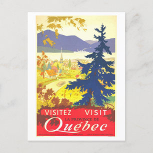 Reiseplakat für Quebec im Vintage-Stil Postkarte