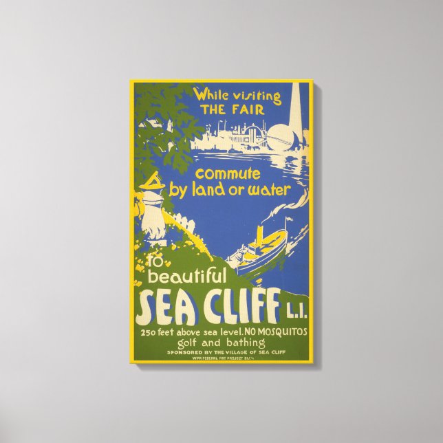 Reiseplakat für Sea Cliff, Long Island 2 Leinwanddruck (Vorderseite)