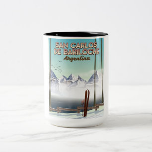 Reiseplakat für Skifahren in San Carlos de Bariloc Zweifarbige Tasse