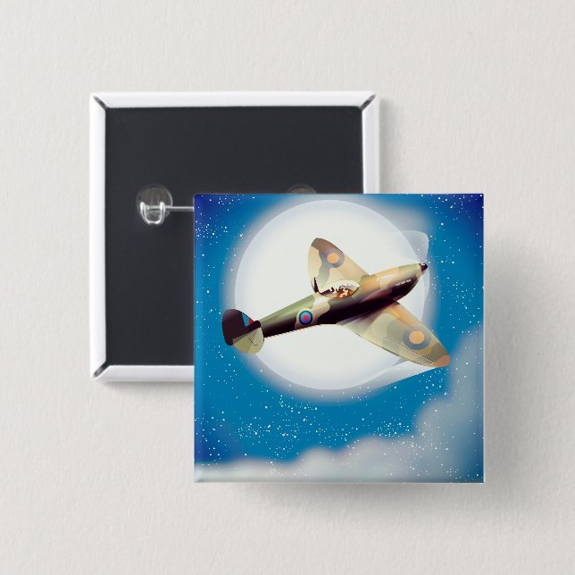 Reiseplakat für Spitfire-Flugzeuge Button (Vorne & Hinten)