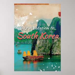 Reiseplakat für Südkorea im Vintage-Stil Poster