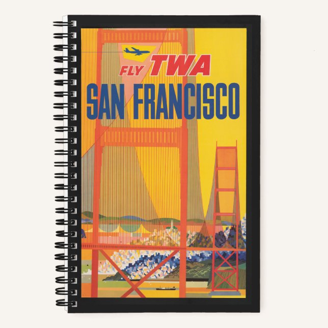 Reiseplakat für TWA nach San Francisco Notizbuch (Vorderseite)