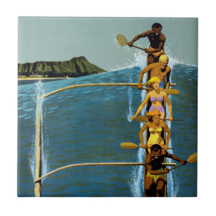 Reiseplakat für United Air Lines nach Hawaii Fliese