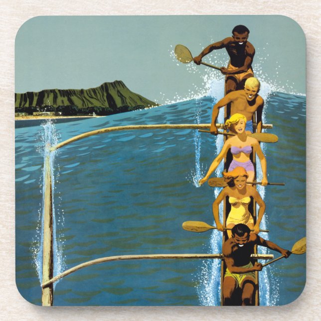 Reiseplakat für United Air Lines nach Hawaii Getränkeuntersetzer (Vorderseite)