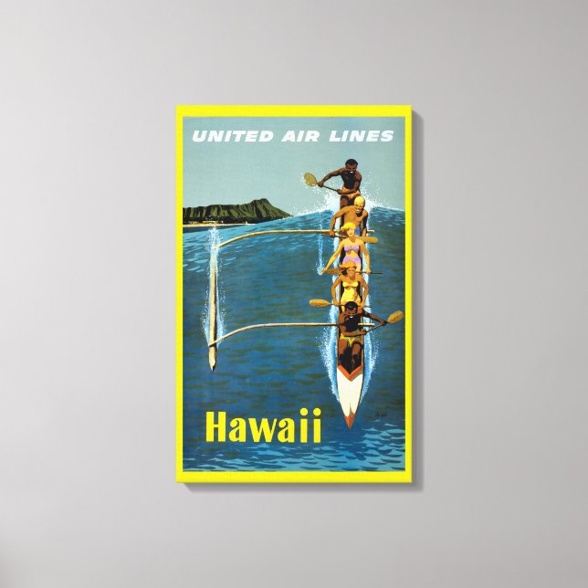 Reiseplakat für United Air Lines nach Hawaii Leinwanddruck (Vorderseite)