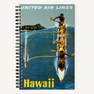 Reiseplakat für United Air Lines nach Hawaii Notizbuch