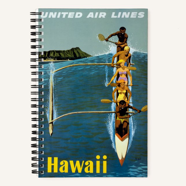 Reiseplakat für United Air Lines nach Hawaii Notizbuch (Vorderseite)