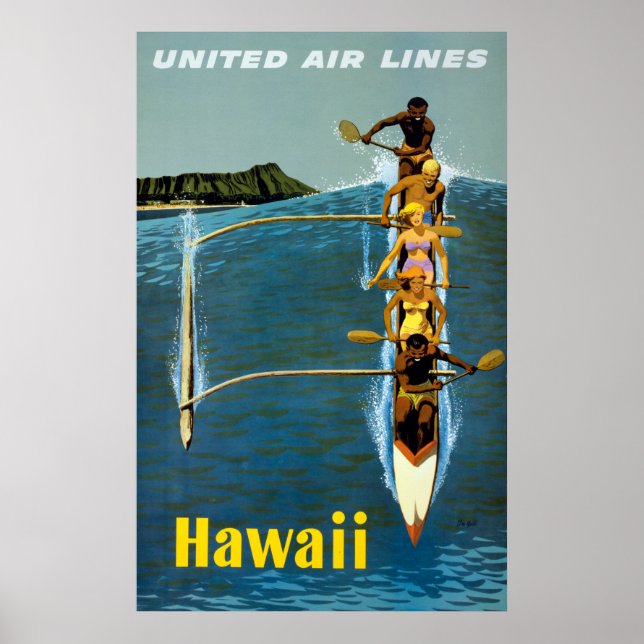 Reiseplakat für United Air Lines nach Hawaii Poster (Vorne)