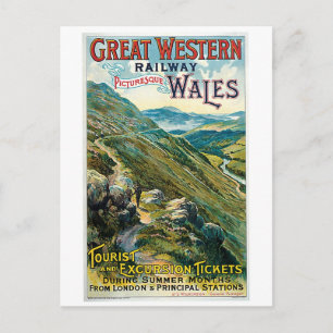 Reiseplakat für Wales im Vintage-Stil Postkarte