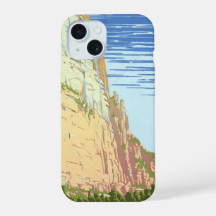 Reiseplakat für Zion National Park im Vintage-Stil iPhone 15 Hülle