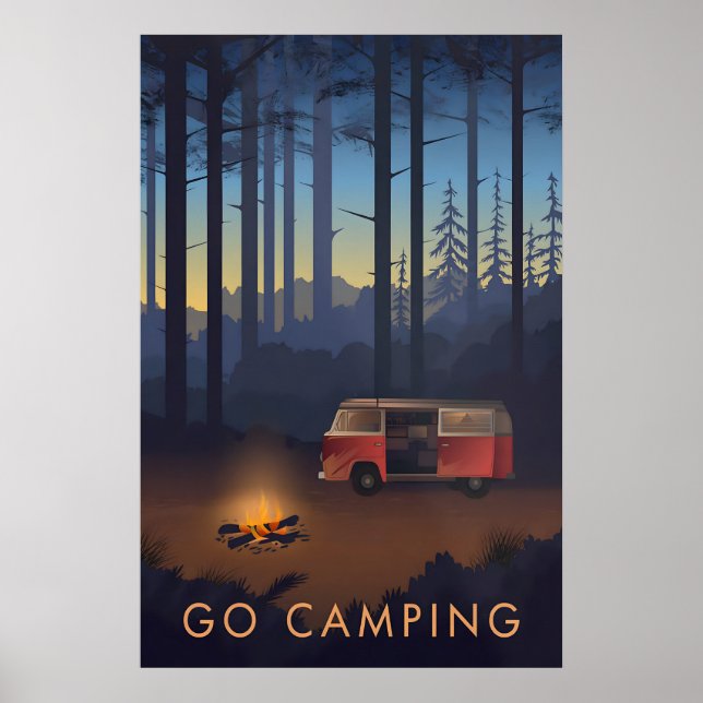 Reiseplakat "Go Camping" Campervan-Version Poster (Vorne)