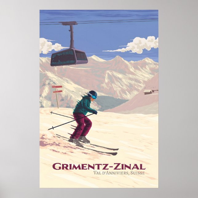 Reiseplakat Grimentz-Zinal Skigebiet Poster (Vorne)